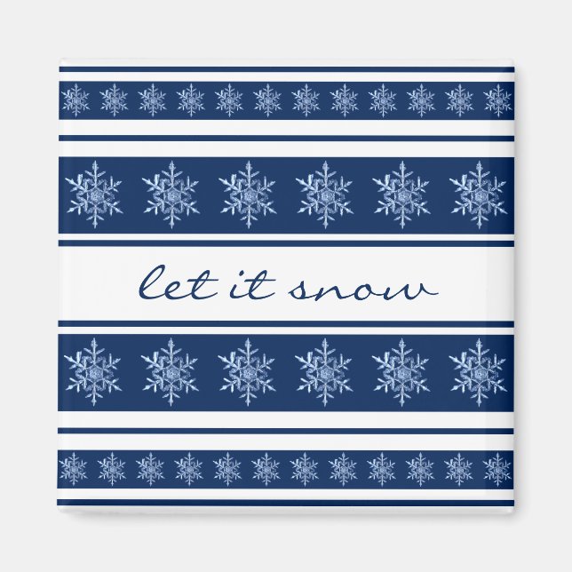 Aimant à flocon de neige bleu et blanc chic Navy (Devant)