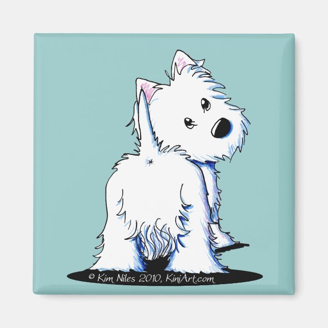 Aimant à fond KiniArt Butt Westie (Devant)