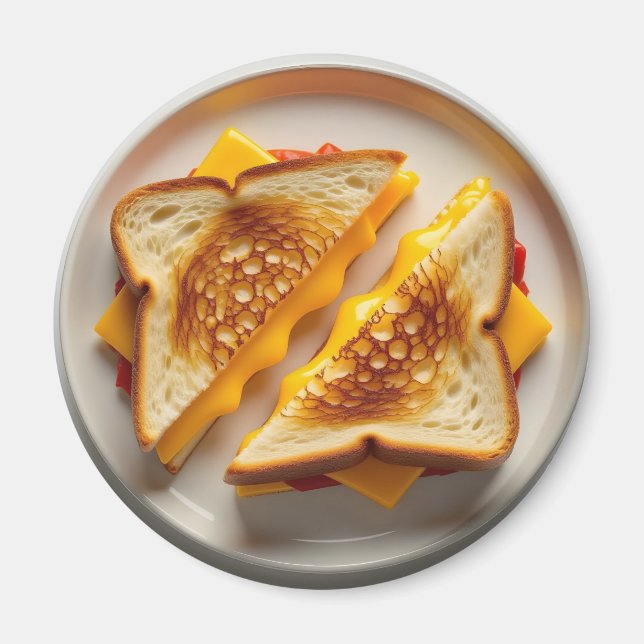 Aimant A Grilled Cheese Sandwich on a Plate (Devant)