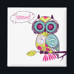 Aimant à hibou floral vert coloré rétro<br><div class="desc">Un hibou coloré aux couleurs vives et rétro et aux motifs floraux. Certaines couleurs sont violet foncé,  bleu clair,  chartreuse et rose chaud. Si vous aimez ce design mais que vous l'aimez dans une couleur ou des mots différents,  veuillez cliquer sur le bouton de contact. Merci.</div>
