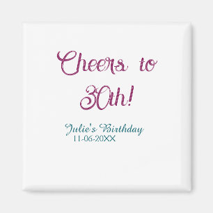 Aimant À la 30e anniversaire nom date mauve bleu élégant