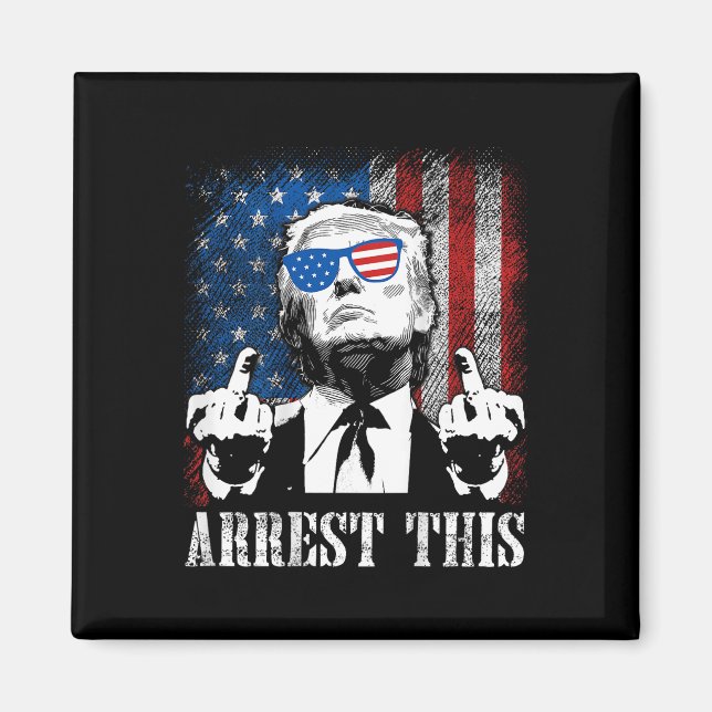 Aimant (à l'arrière) Arrêter ce Trump 2025 Drapeau améric (Devant)