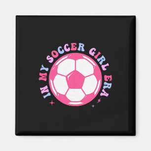 Aimant À l'ère de ma fille footballeuse Rétro Groovy Fill