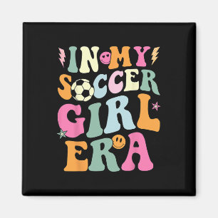 Aimant À l'ère de ma fille footballeuse Rétro Groovy Fill