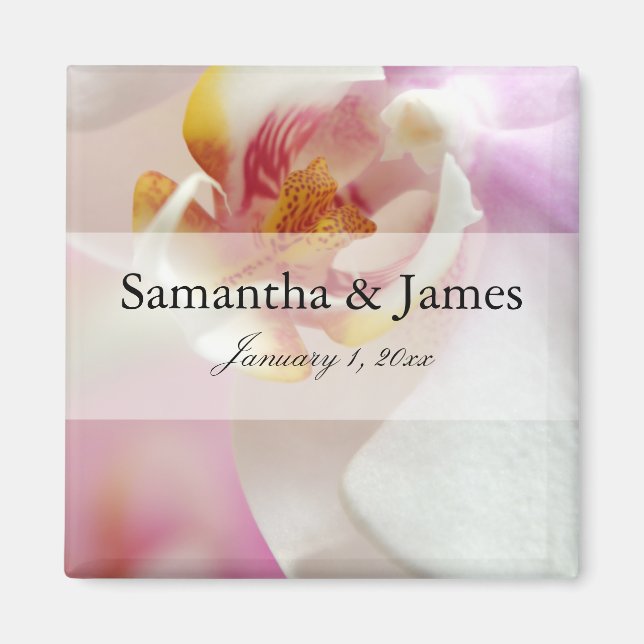 Aimant À l'intérieur de l'orchidée rouge foncé et blanche (Devant)