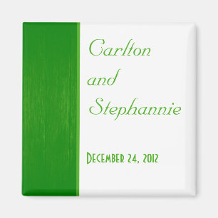 Aimant à Mariage en bois vert/blanc