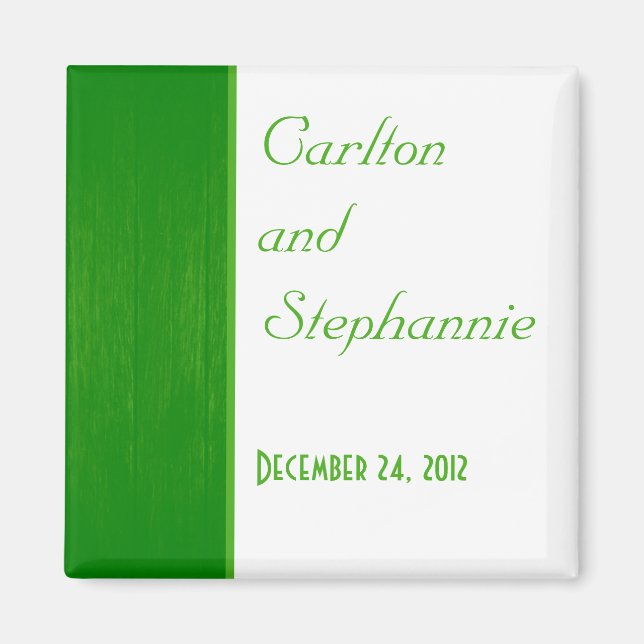 Aimant à Mariage en bois vert/blanc (Devant)