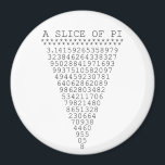 Aimant A Slice of Pi Presentation<br><div class="desc">A Slice of Pi saying a slice of pie typography decor. A simple design inspired by the pi formula, a succession of numbers making for a great humorous gift for the mathematician, the geek, the inquisitive mind. Great for a student, a teacher, an engineer or anyone that has this thing...</div>