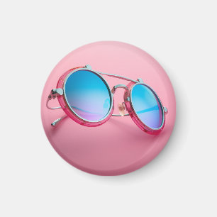 Aimant à thème lunettes de soleil, rose cool