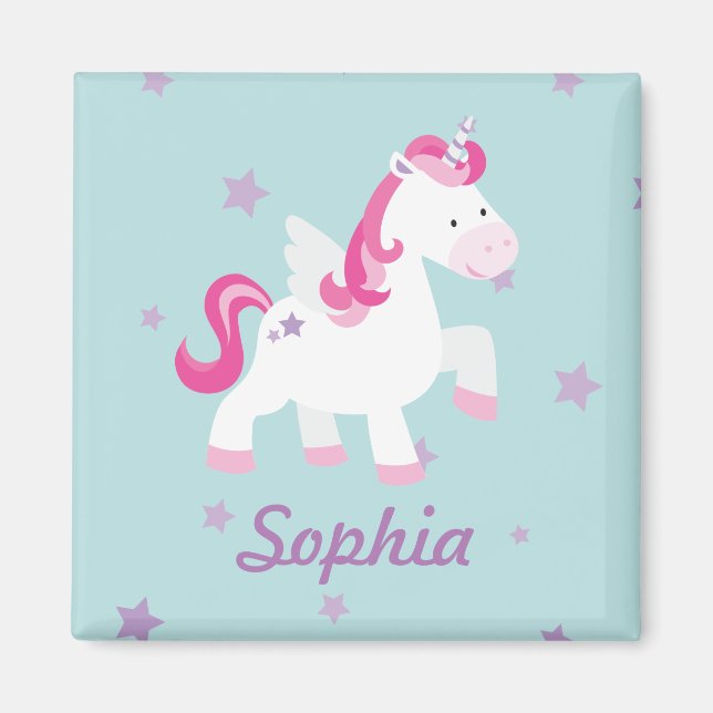 Aimant à Unicorne Personnalisé rose mignon (Devant)