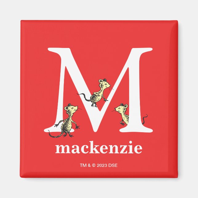 Aimant ABC du Dr Seuss : Lettre M - Blanc | Ajouter Votre (Devant)