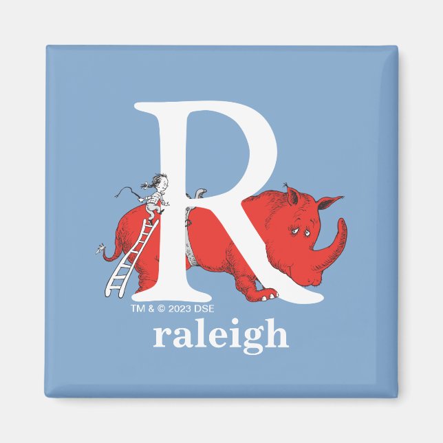 Aimant ABC du Dr Seuss : Lettre R - Blanc | Ajouter Votre (Devant)