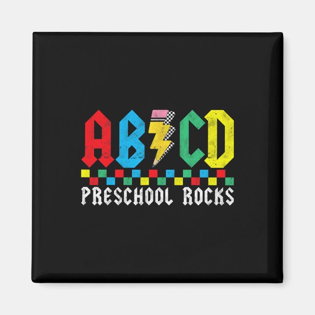 Aimant Abcd Préscolaire Rocks Premier Jour Enseignant Pré (Devant)