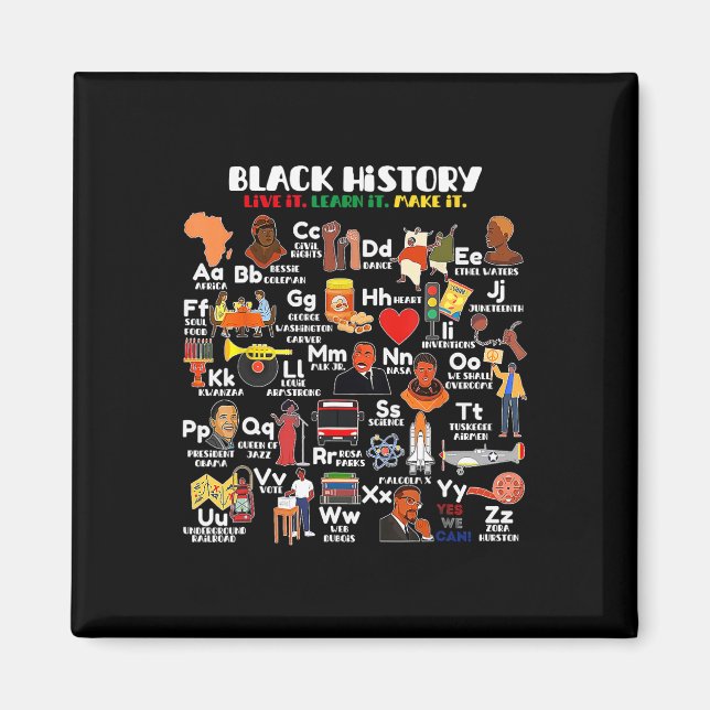 Aimant Abcs Du Mois De L'histoire Des Noirs Fierté Vive A (Devant)