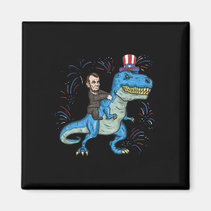 Aimant Abe Lincoln à cheval sur un T-shirt de dinosaure T
