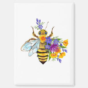 Aimant Abeille à fleurs avec plantes sauvages