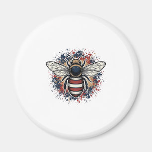 Aimant Abeille patriotique gravure vintage vecteur Design
