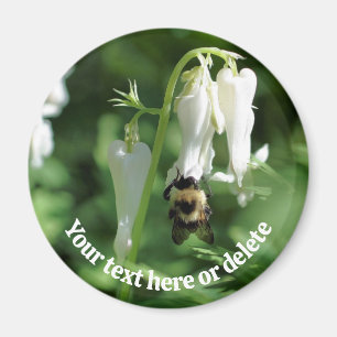 Aimant Abeille sur fleur de colombine blanche personnalis