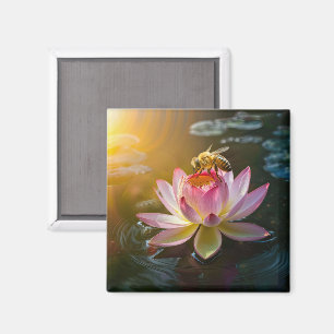 Aimant Abeille sur fleur de lotus