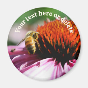 Aimant Abeille sur fleur d'échinacée personnalisée