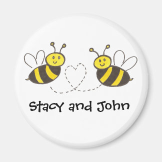 Aimant Abeilles de miel avec coeur avec nom personnalisé