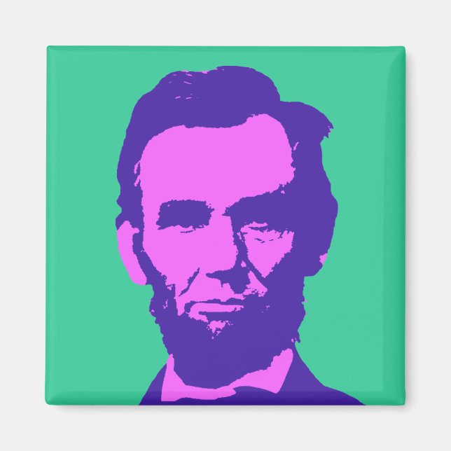 Aimant Abraham Lincoln en Pop Art rose & violet (Devant)