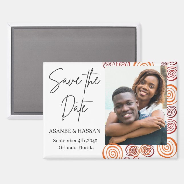 Aimant Abstract African Shape Photo Wedding Save the Date (Recto/Verso)