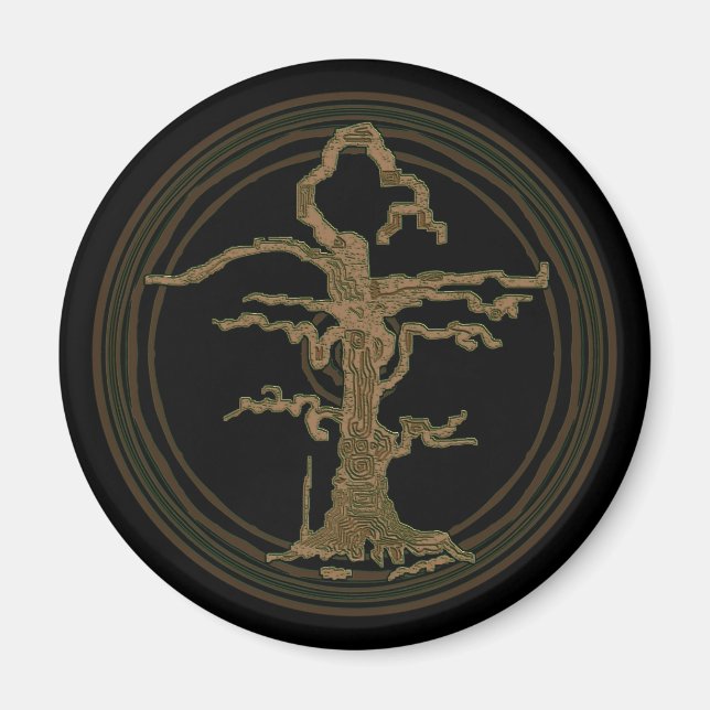 Aimant Abstrait Ancien Arbre sans fil Brown (Devant)