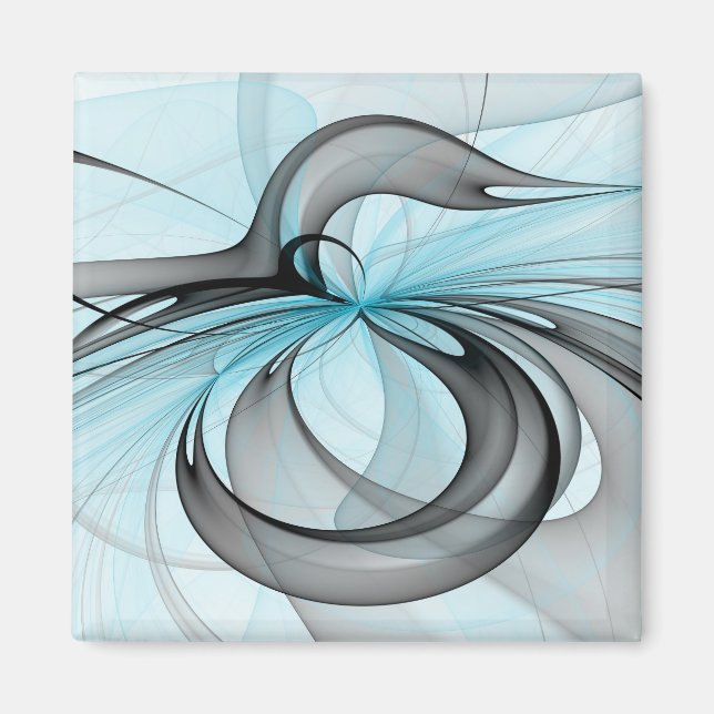 Aimant Abstrait Anthracite Gris Bleu Moderne Fractage Art (Devant)