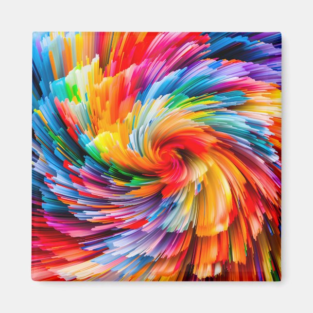 Aimant Abstrait Arc-en-Ciel Tourbillon Moderne Vibrant (Devant)