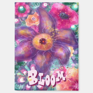 Aimant Abstrait Floral Fantaisiste Personnalisé Teal