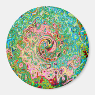 Aimant Abstrait Groovy Coloré Tourbillon Arc-en-ciel
