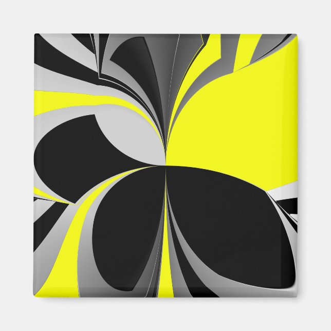 Aimant Abstrait jaune gris noir (Devant)