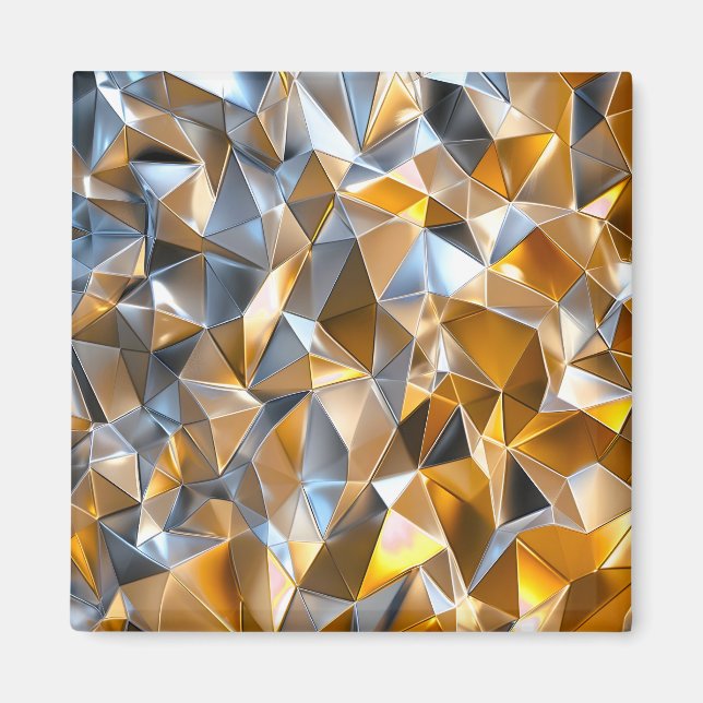 Aimant Abstrait Métallique Moderne Géométrique Or Argent (Devant)