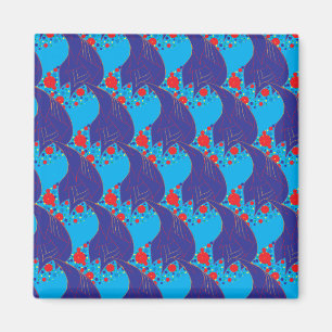 Aimant Abstrait moderne BLUE et rouge Rainbow gouttes mot