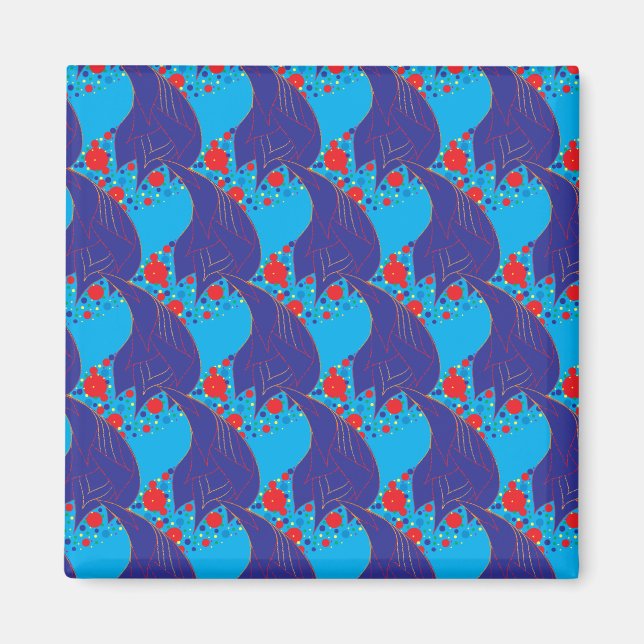 Aimant Abstrait moderne BLUE et rouge Rainbow gouttes mot (Devant)