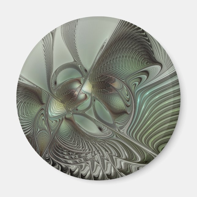 Aimant Abstrait Olive Sage Green Grey Fractal Art Imagina (Devant)