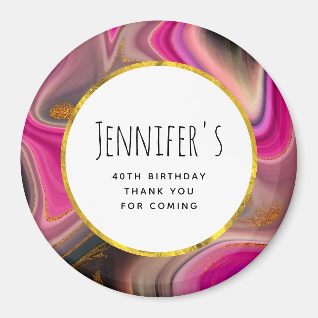 Aimant Abstrait rose et noir avec perruques d'or (Devant)