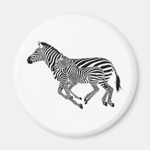 Aimant Abstrait Zebras mère et enfant