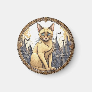 Aimant Abyssinian Chat devant le château