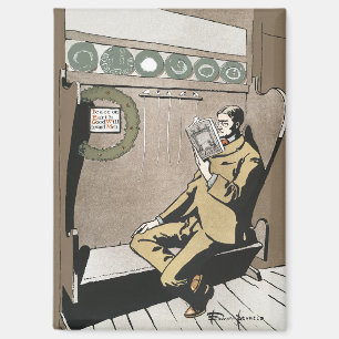 Aimant Academia Sombre Lecture de Noël Vintage Homme Art