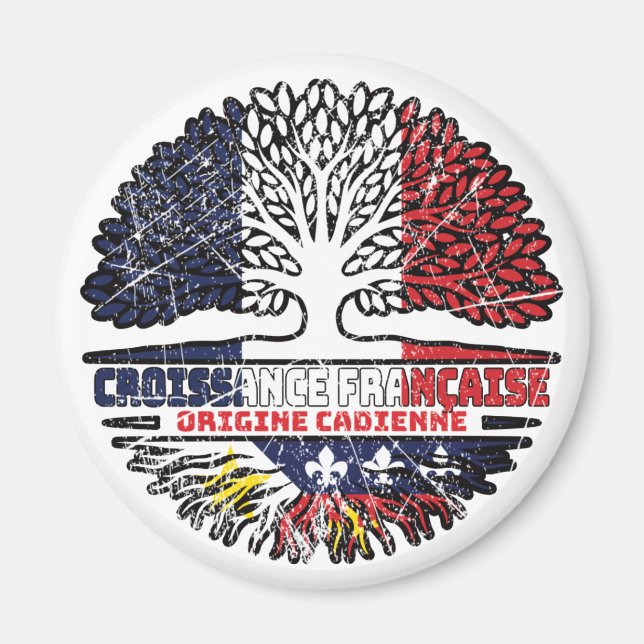 Aimant Acadien Cajun France Arbre Drapeau (Devant)