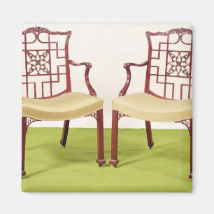 Aimant Acajou de Chippendale dinant des chaises
