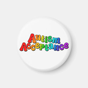 Aimant Acceptation de l'autisme Typographie arc-en-ciel