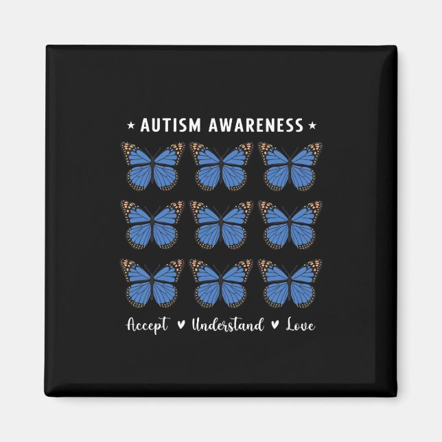 Aimant Accepter Comprendre Amour Papillon de sensibilisat (Devant)