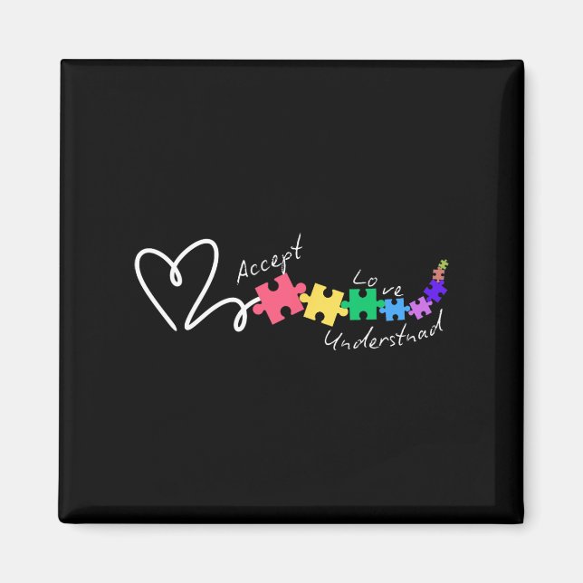 Aimant Accepter l'amour comprendre l'autisme soutenir l'a (Devant)