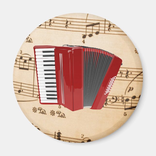 Aimant Accordion Music, design populaire, (Devant)