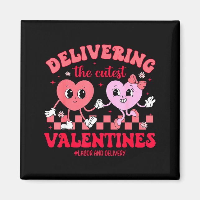 Aimant Accouchement du plus mignon Saint-Valentin Travail (Devant)