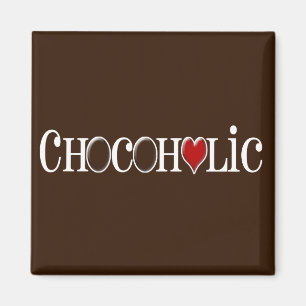 Aimant Accro du chocolat, amant de chocolat avec le coeur