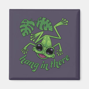 Aimant Accrochez-Vous Là, Heureuse Grenouille D'Arbre Ver
